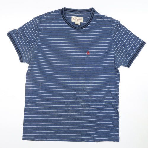 Penguin Men's Blue Striped T-Shirt L