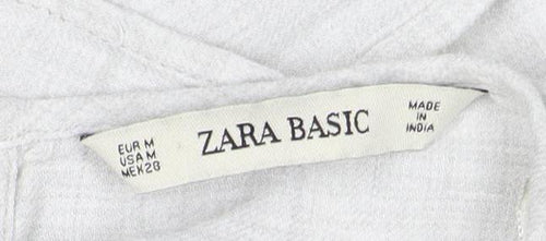 ZARA BASIC Women's Beige Blouse, Size M with Embroidery