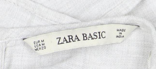 ZARA BASIC Women's Beige Blouse, Size M with Embroidery