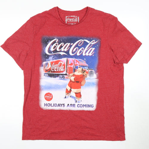 Coca-Cola Men's Red Graphic Christmas T-Shirt XL