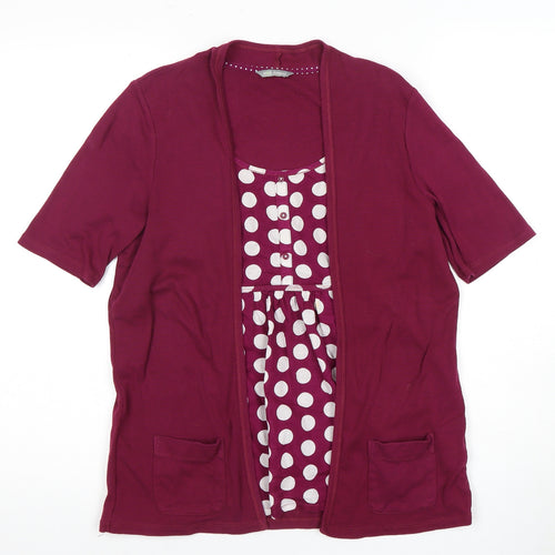 Marks and Spencer Women's Red Polka Dot Cardigan Size 14