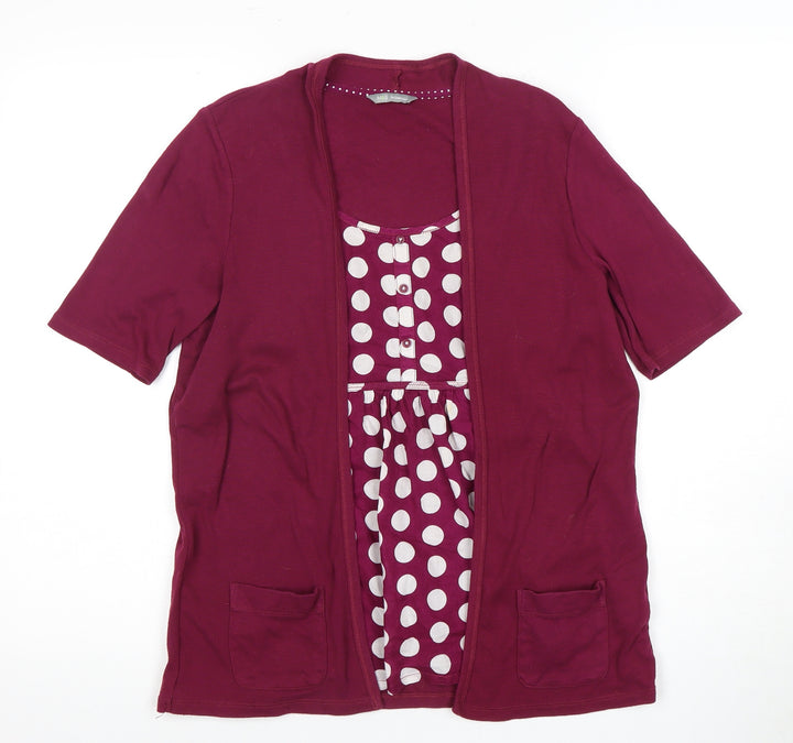 Marks and Spencer Women's Red Polka Dot Cardigan Size 14
