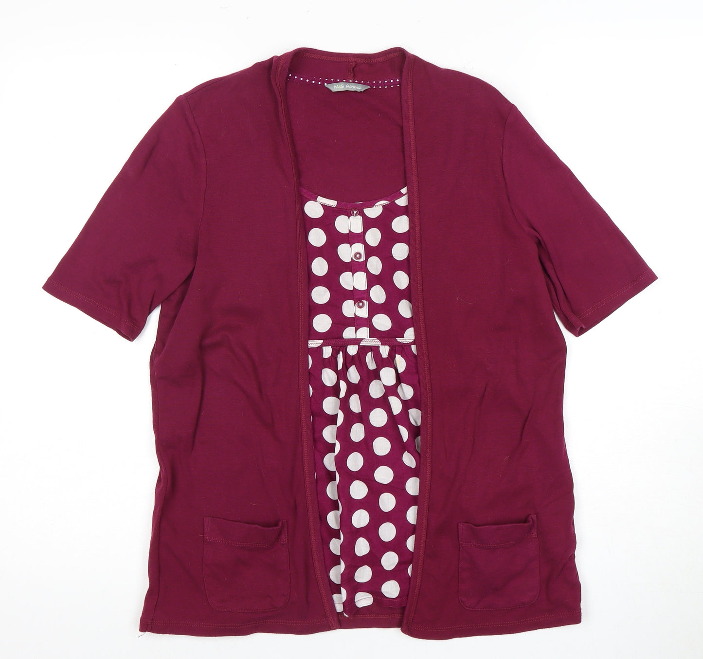 Marks and Spencer Women's Red Polka Dot Cardigan Size 14