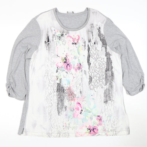Gelco Women's Grey Floral T-Shirt Size 20