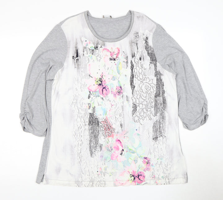 Gelco Women's Grey Floral T-Shirt Size 20