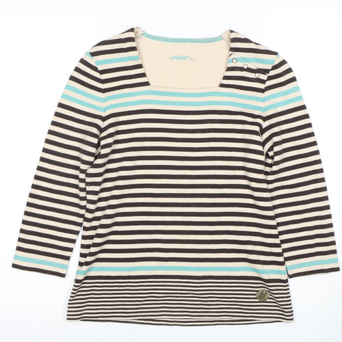 Dash Women's Beige Striped Top, Size 10, Casual Elegance