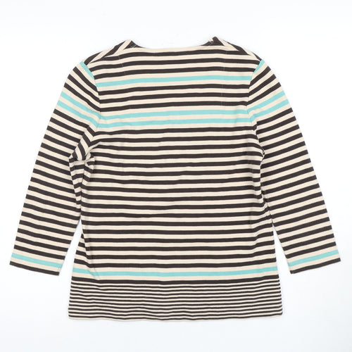 Dash Women's Beige Striped Top, Size 10, Casual Elegance