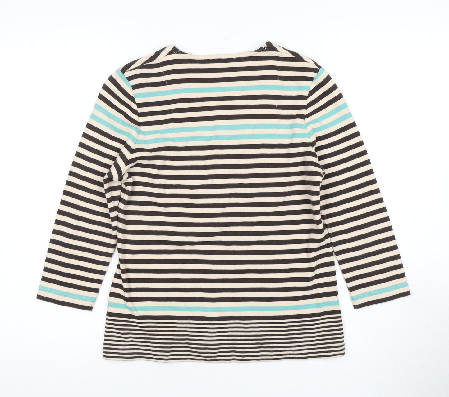 Dash Women's Beige Striped Top, Size 10, Casual Elegance