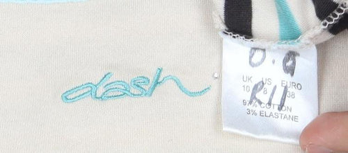 Dash Women's Beige Striped Top, Size 10, Casual Elegance