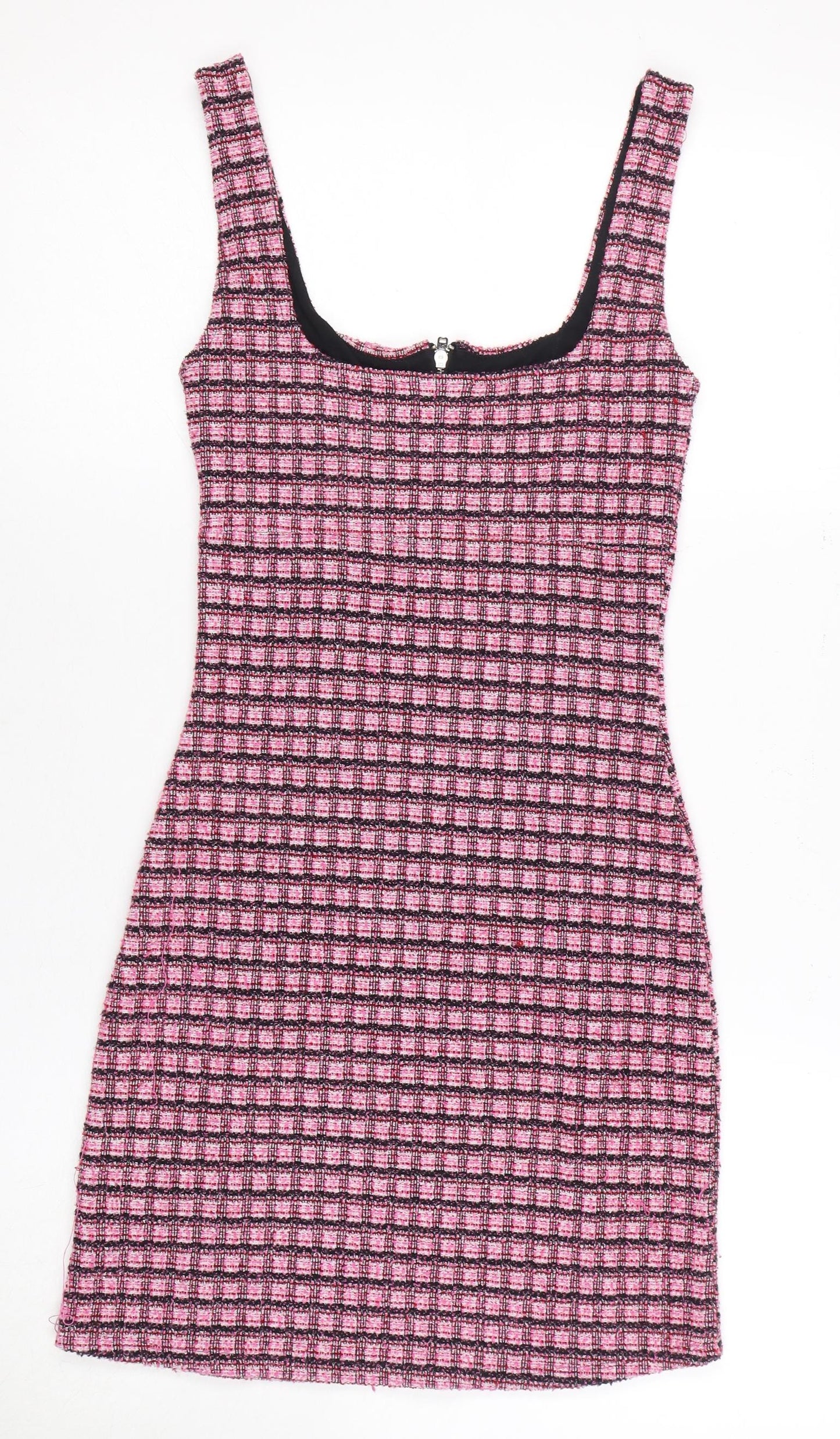Topshop Women's Pink Check Pinafore Dress Size 6