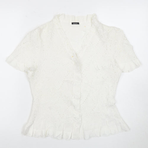 Roman Women's White V-Neck Blouse L