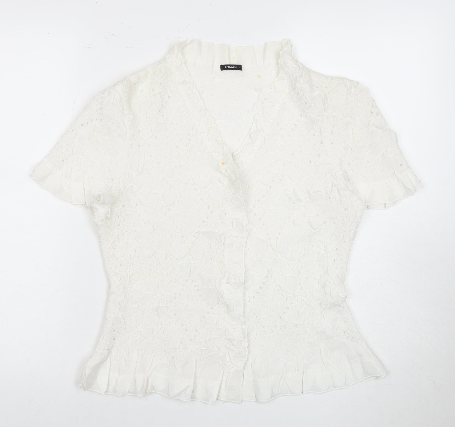 Roman Women's White V-Neck Blouse L