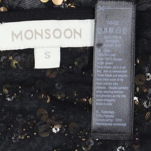 Monsoon Women’s Black Sequin Blouse, Size S, Party Wear