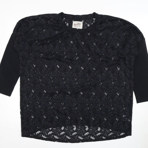 Post Card Women's Black Lace 3/4 Sleeve Top Size 2