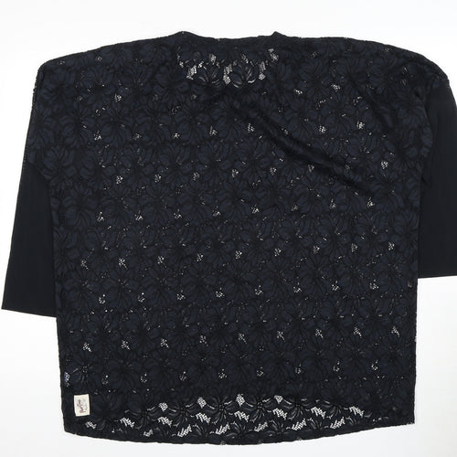 Post Card Women's Black Lace 3/4 Sleeve Top Size 2