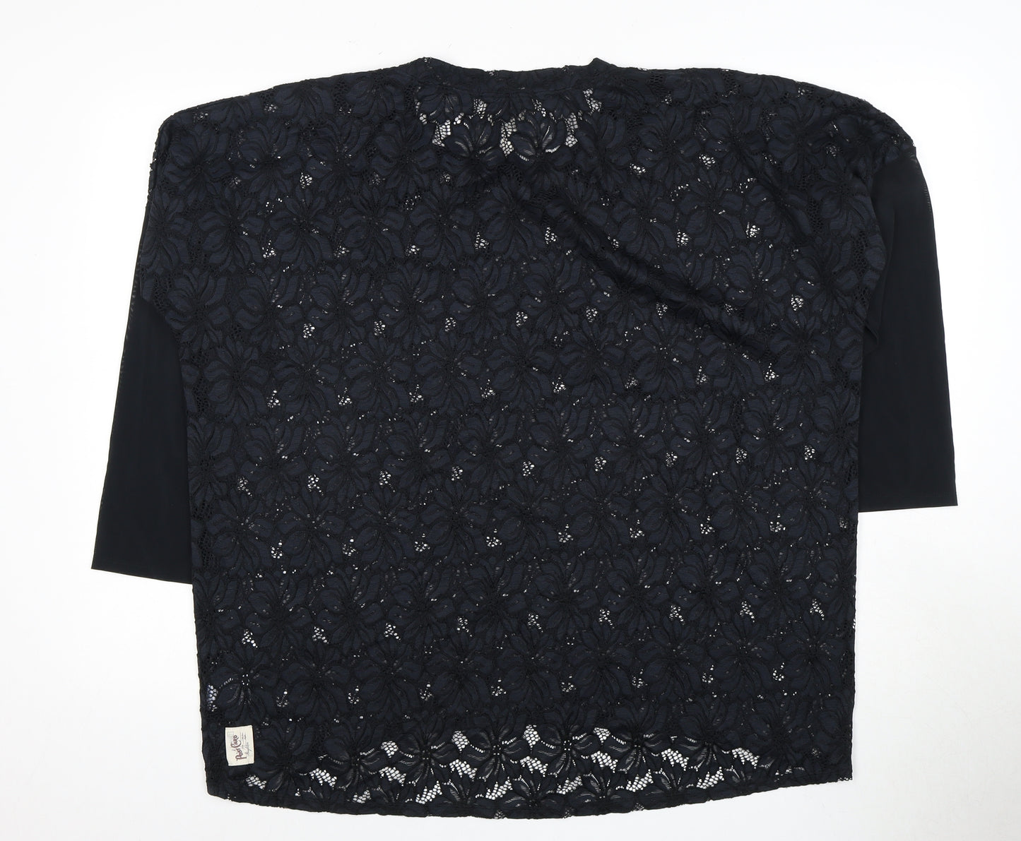 Post Card Women's Black Lace 3/4 Sleeve Top Size 2