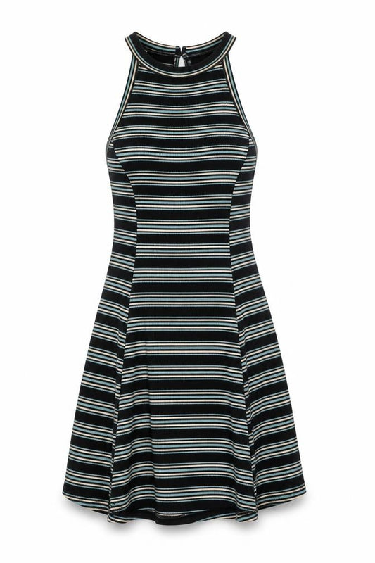 Front view of Hollister Women's Black Striped Tank Dress, size S