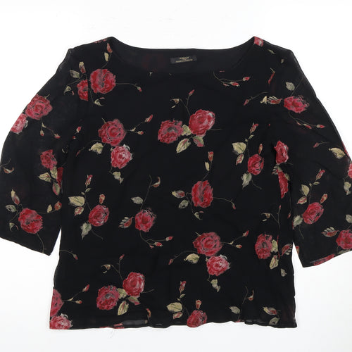 Marks and Spencer Women's Black Floral Blouse UK 12