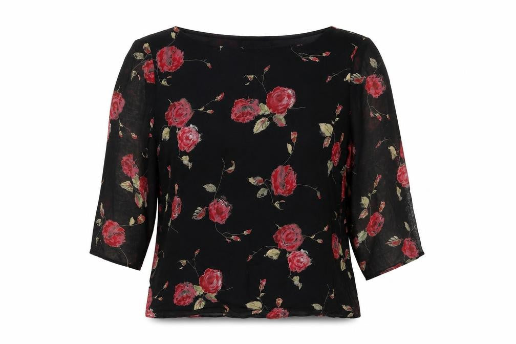 Front view of Marks & Spencer Women's Black Floral Blouse UK 12