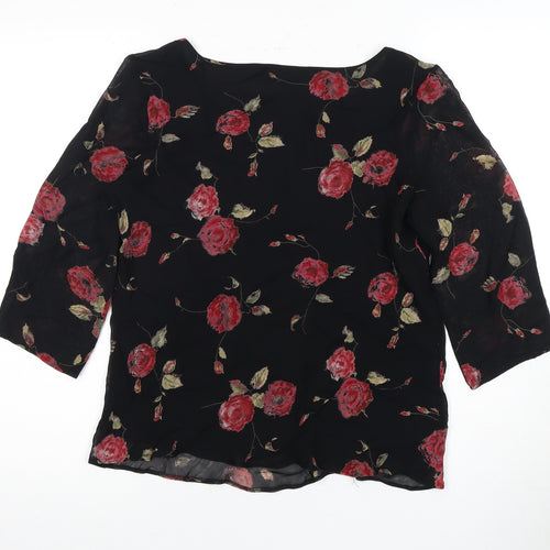 Marks and Spencer Women's Black Floral Blouse UK 12