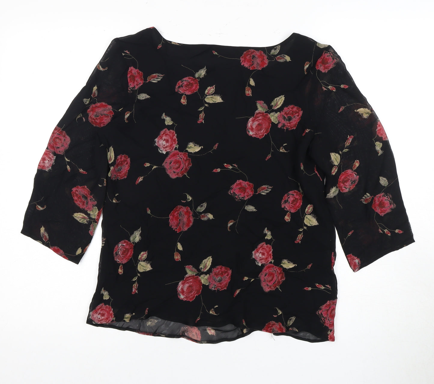 Marks and Spencer Women's Black Floral Blouse UK 12