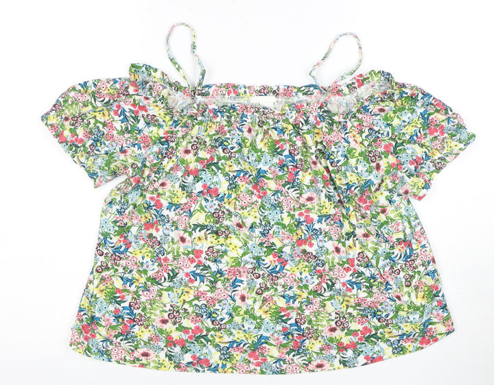 H&M Women's Floral Multicoloured Off Shoulder Blouse Size 12