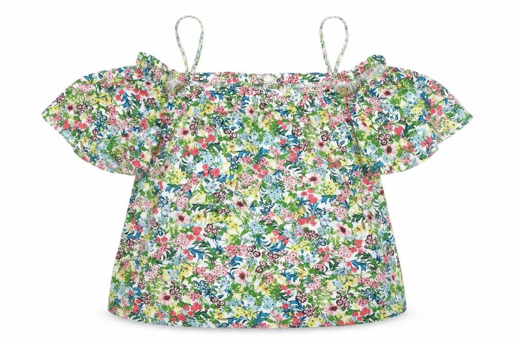 Front view of H&M Women's Floral Multicoloured Off Shoulder Blouse, size 12