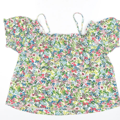 H&M Women's Floral Multicoloured Off Shoulder Blouse Size 12