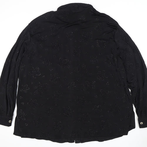 Anagram Women's Black Plus Size Beaded Button-Up Top