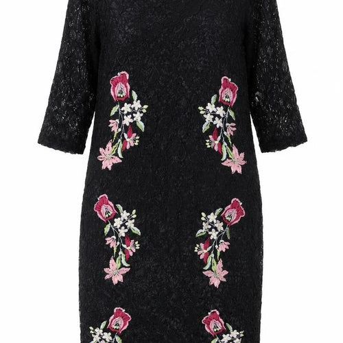 Klass Women's Black Floral Embroidered Dress Size 18
