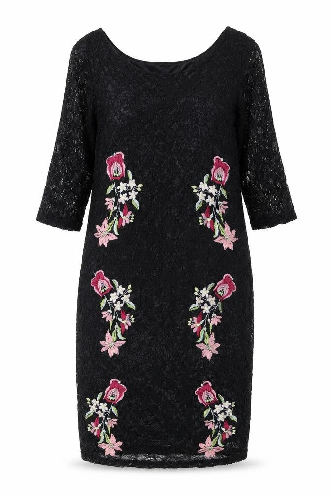 Klass Women's Black Floral Embroidered Dress Size 18