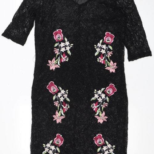 Klass Women's Black Floral Embroidered Dress Size 18
