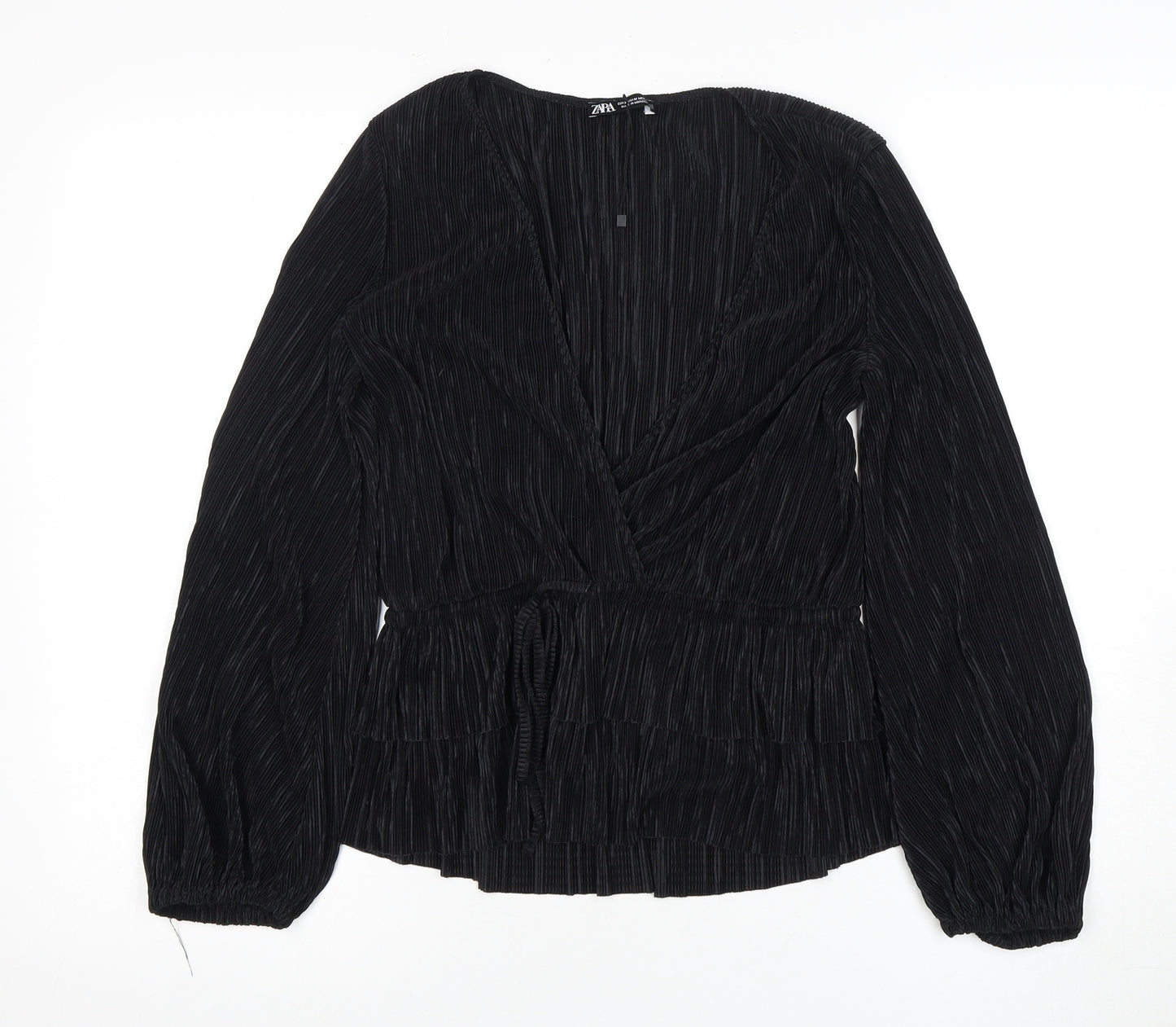 Zara Women's Black Wrap Blouse Long Sleeve XS