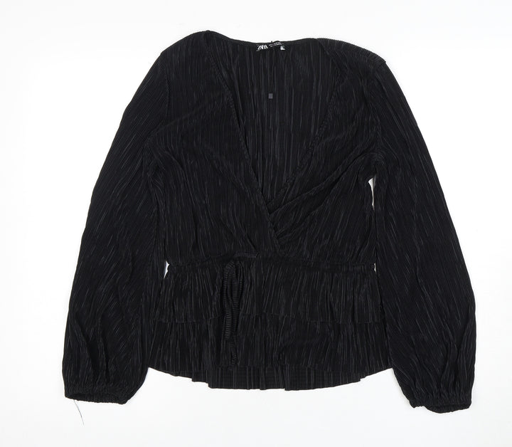 Zara Women's Black Wrap Blouse Long Sleeve XS