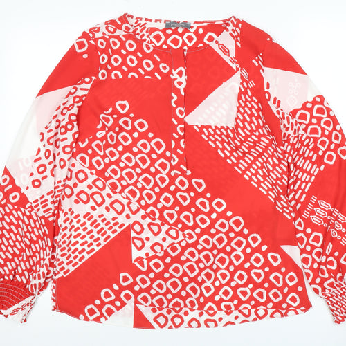 Principles Red Geometric Long Sleeve Women's Blouse