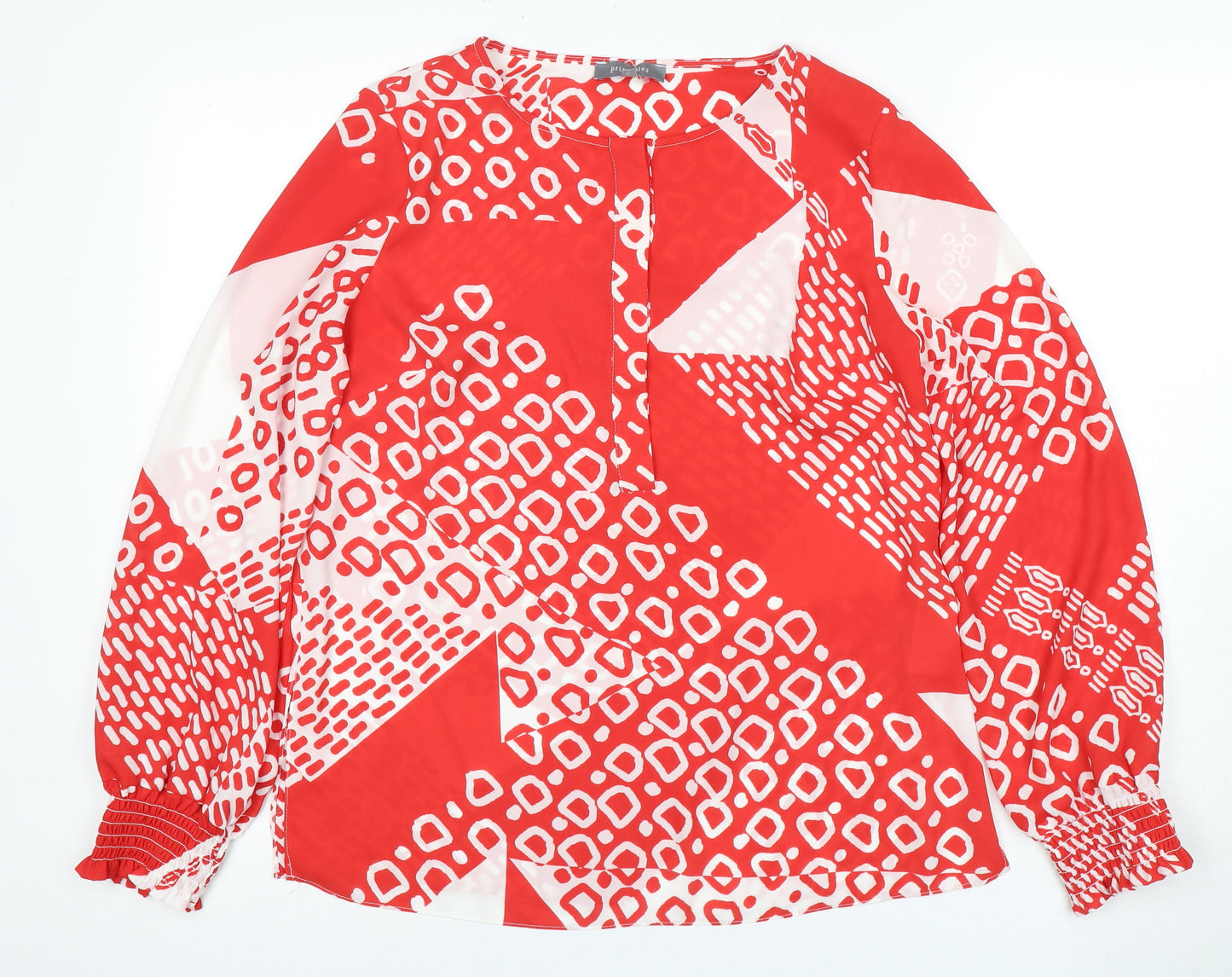 Principles Red Geometric Long Sleeve Women's Blouse