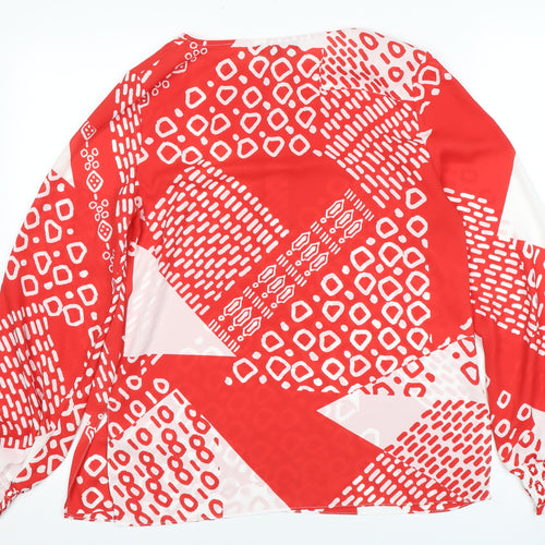 Principles Red Geometric Long Sleeve Women's Blouse