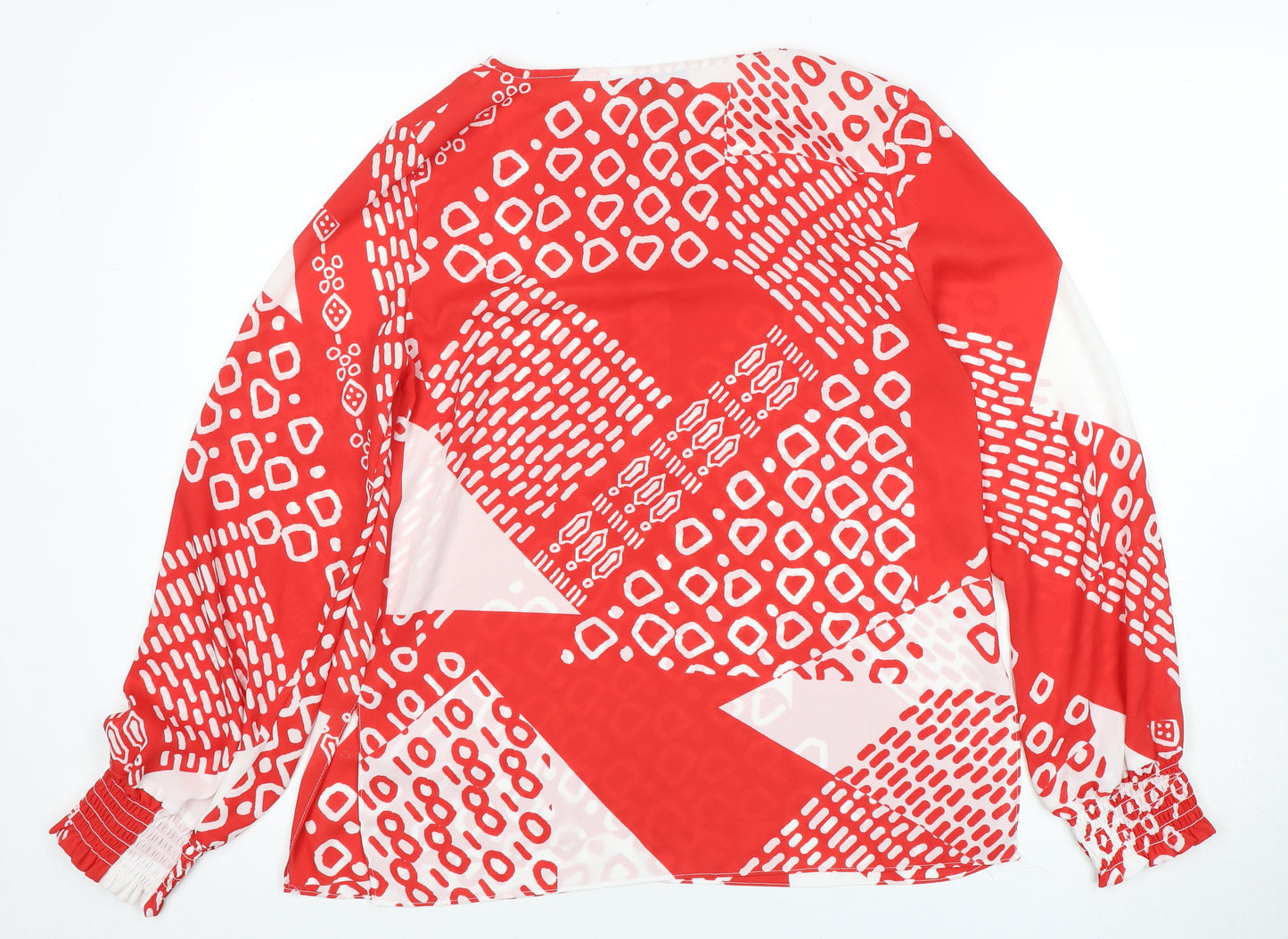 Principles Red Geometric Long Sleeve Women's Blouse