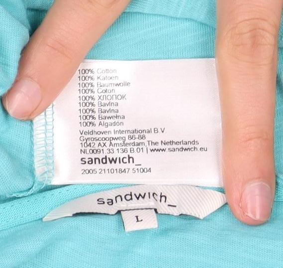 Sandwich Women's Blue V-Neck T-Shirt - Size L