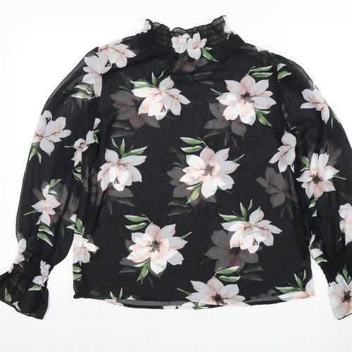 AX Paris Women's Black Floral Tunic Blouse - Size 12