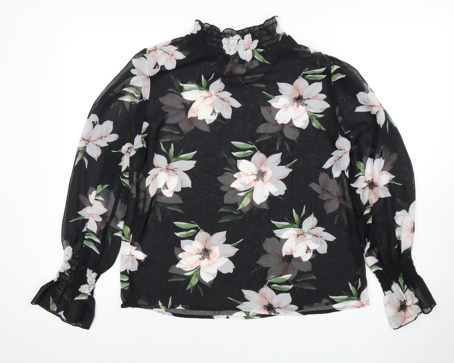 AX Paris Women's Black Floral Tunic Blouse - Size 12