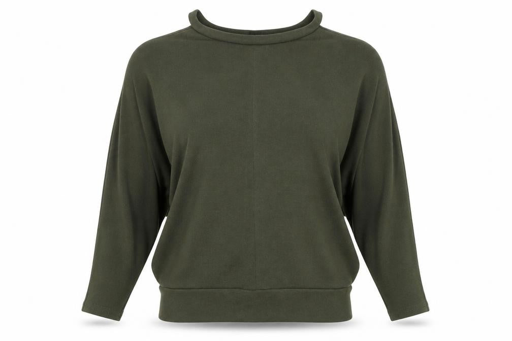 Front view of River Island Women's Green Mock Neck Top, size 8