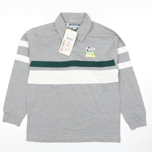 Zara Women's Grey Polo Shirt - Size 12, Cotton, Long Sleeve