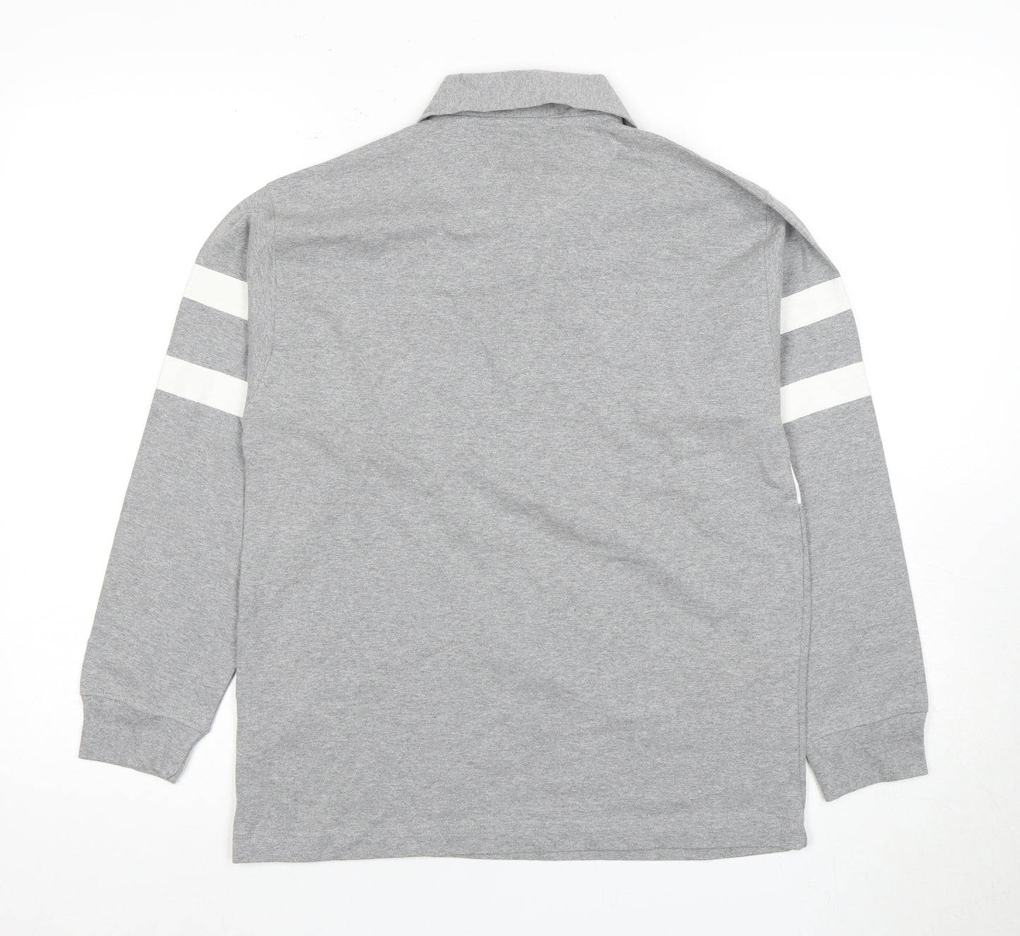 Zara Women's Grey Polo Shirt - Size 12, Cotton, Long Sleeve