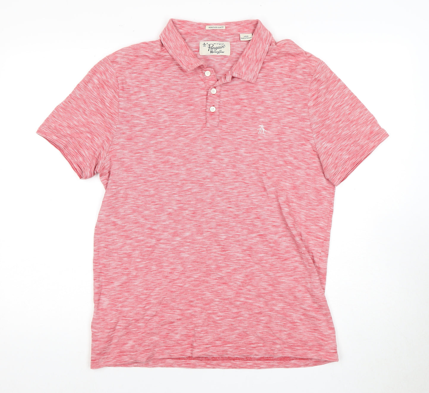 Penguin Men's Pink Polo Shirt - Size L