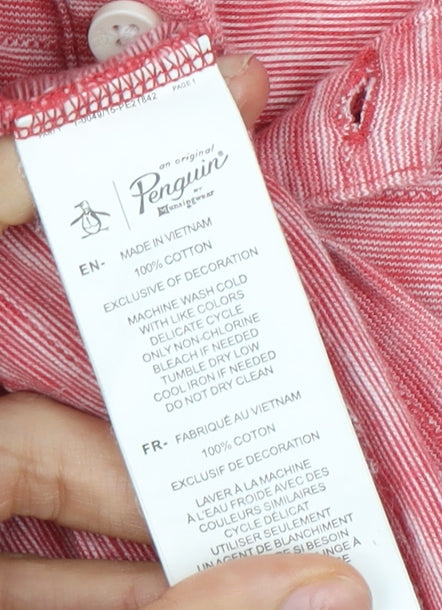 Penguin Men's Pink Polo Shirt - Size L