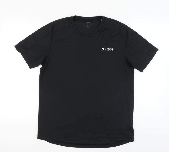 Adidas Men's Black Crew Neck T-Shirt, Size L