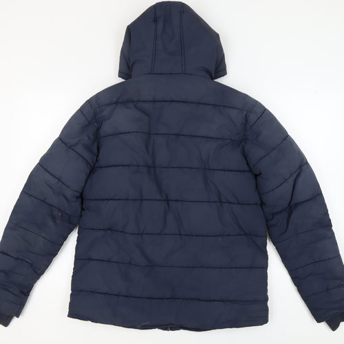 JOG ON Men's Blue Puffer Jacket M Hooded Casual Wear