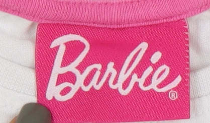 Barbie Girls White Graphic Pullover T-Shirt 9-10 Years