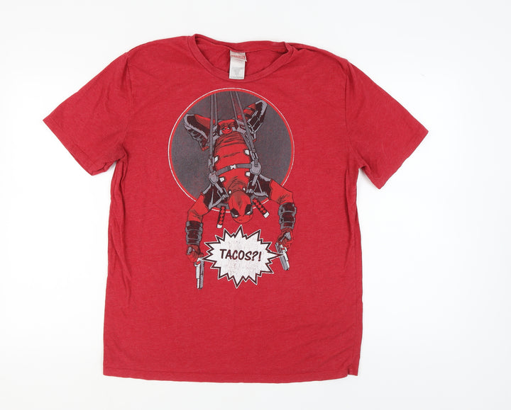 Marvel Men's Red Deadpool Comic T-Shirt L
